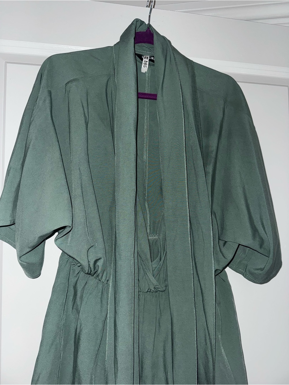 ChicMe Sage Green V-Neck Romper with Waist Tie large